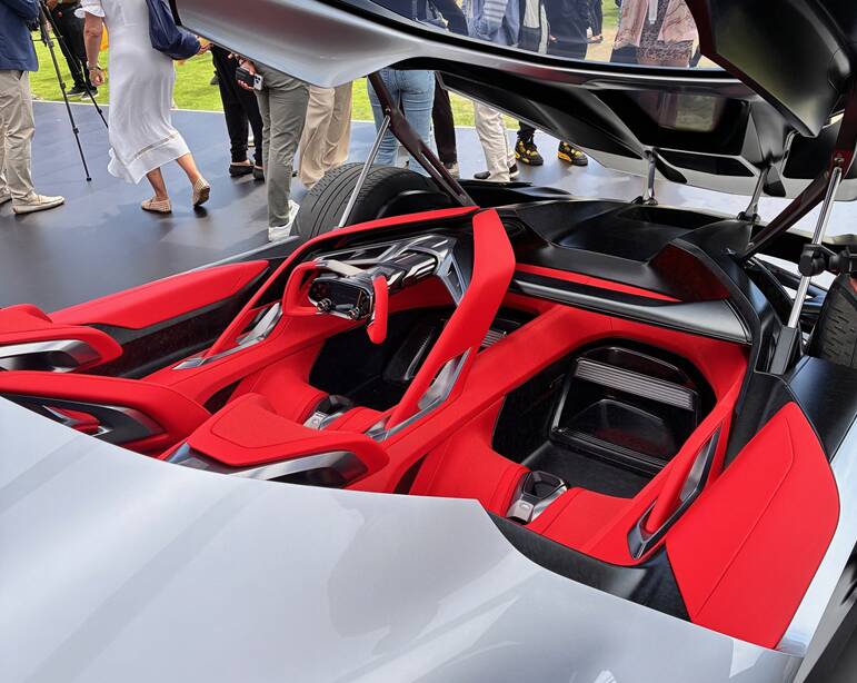 Interior of corvette CX concept in red