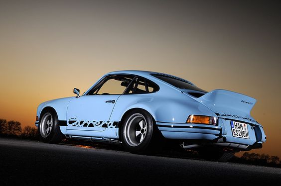 Blue Porsche Carrera ducktail spoiler