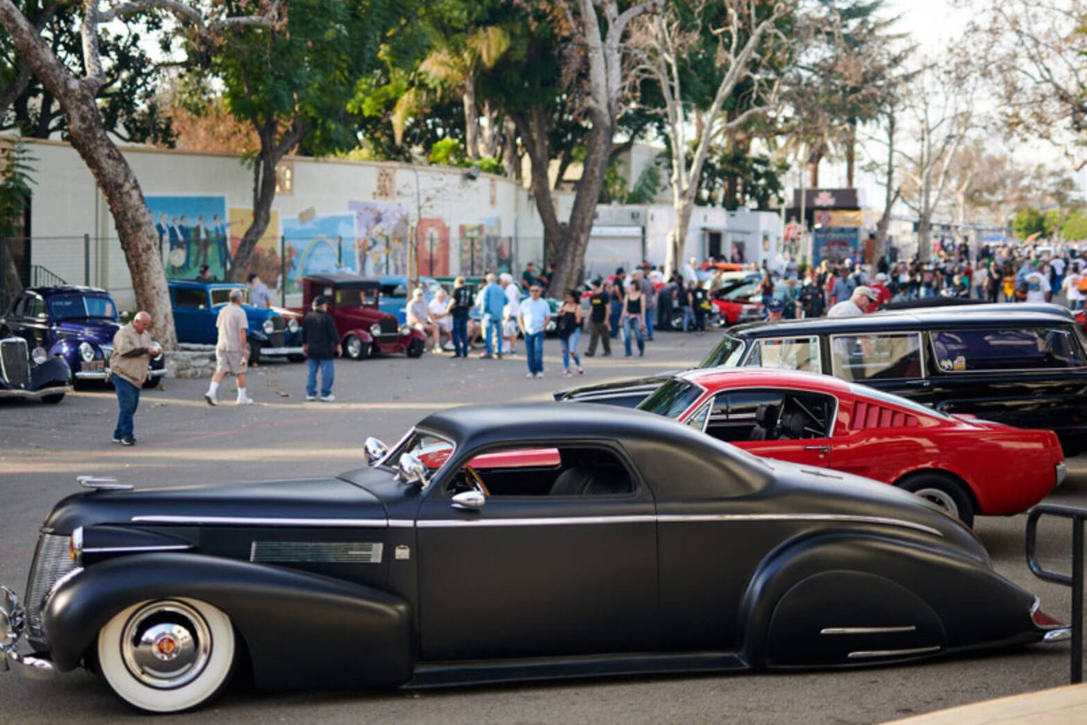 Ford Mustang and classic cars at car show