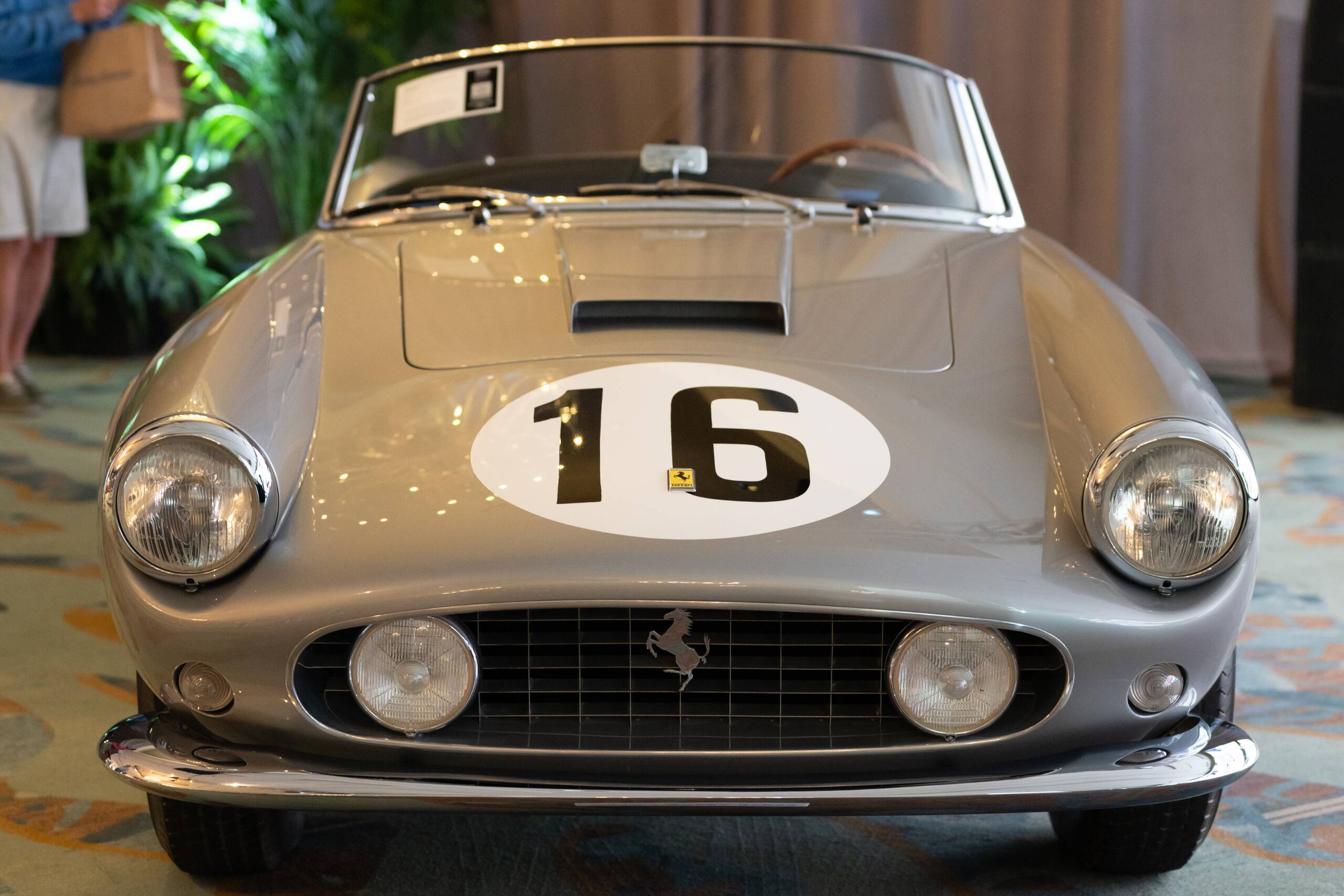Silver Ferrari 250 GT LWB at the 2025 Broad Arrow Amelia Island