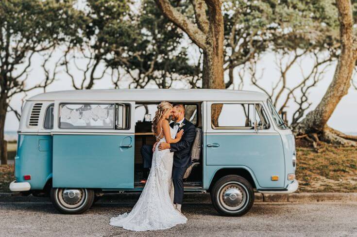 classic vw minivan getaway car