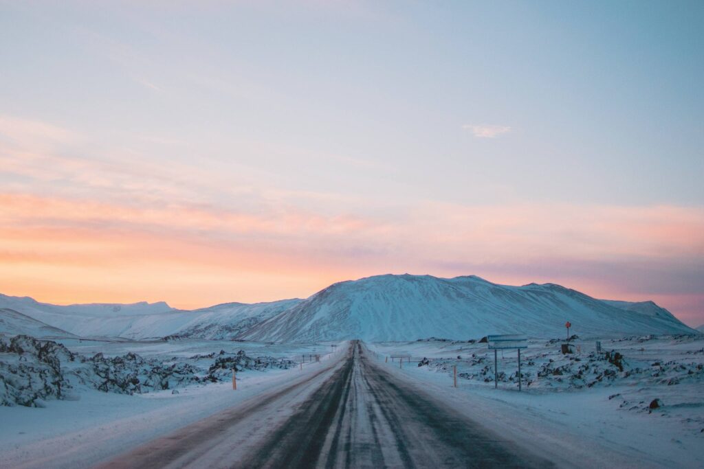 Road covered in snow