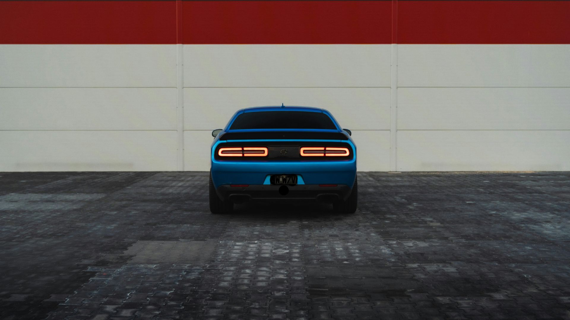 modern muscle car in blue
