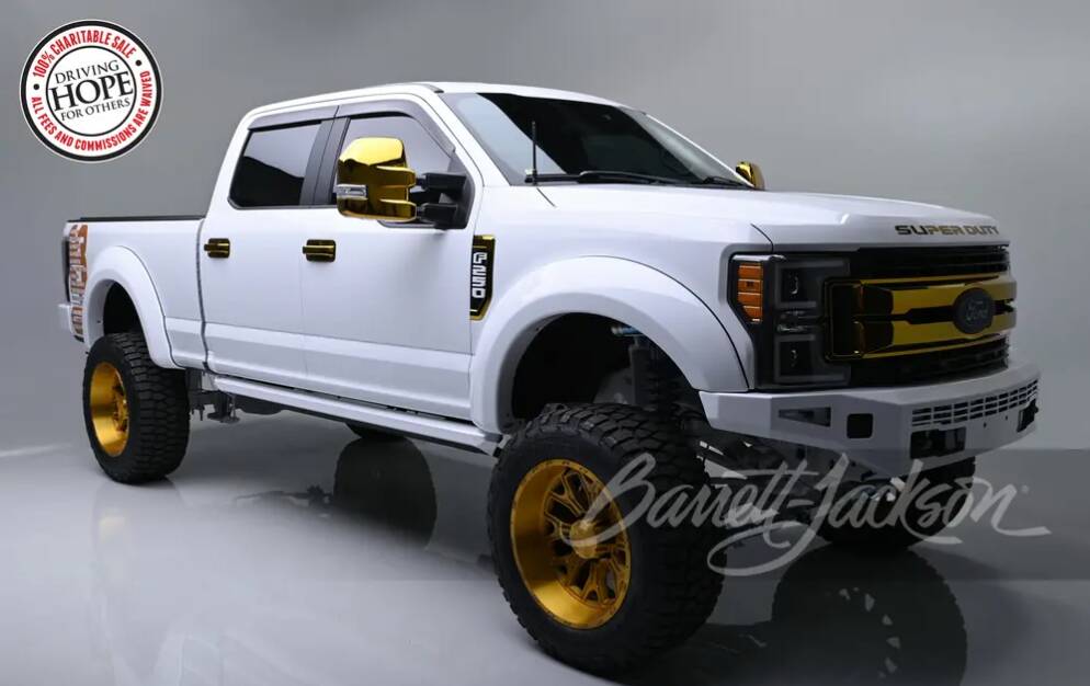 three quarter view of ford f250 available for auction at barrett-jackson palm beach