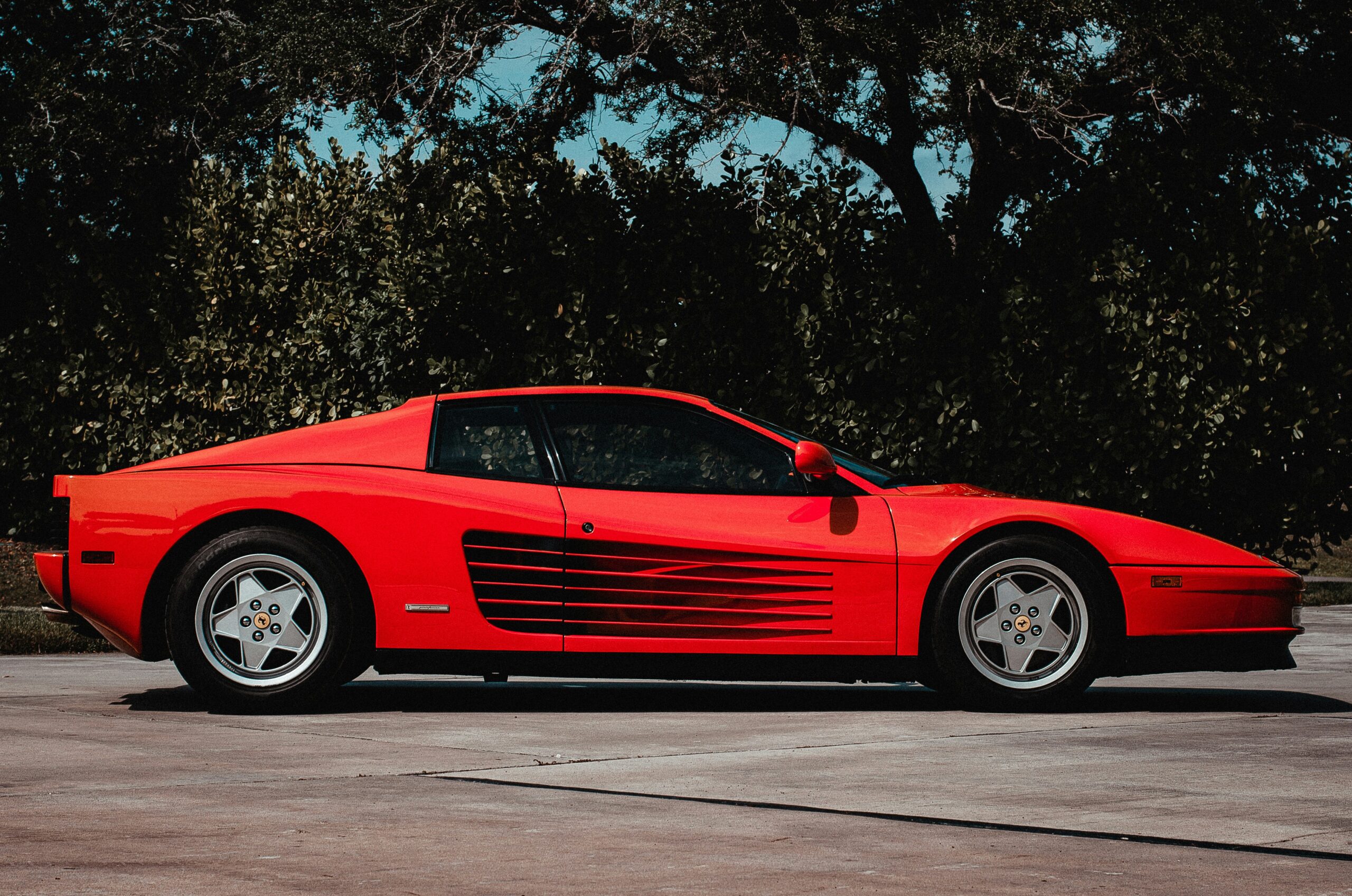 Side view of red Ferrari