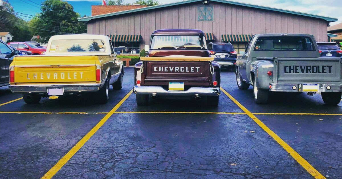 rear of pickup trucks